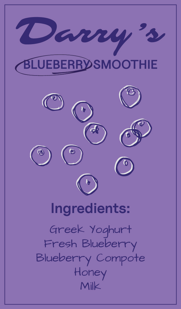 Darry's blueberry smoothie recipe card