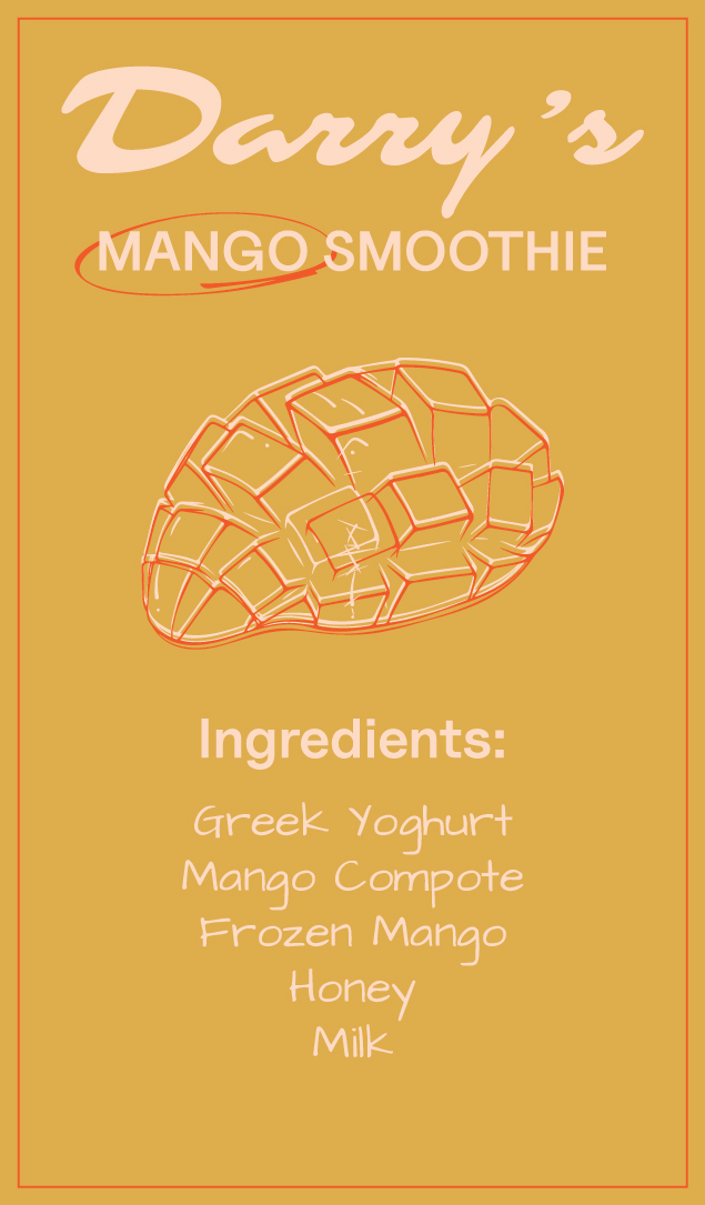 Darry's mango smoothie recipe card