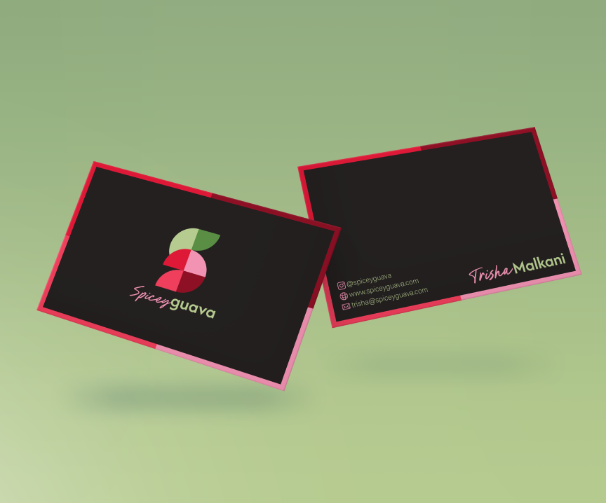 Spicey Guava business cards, front and back